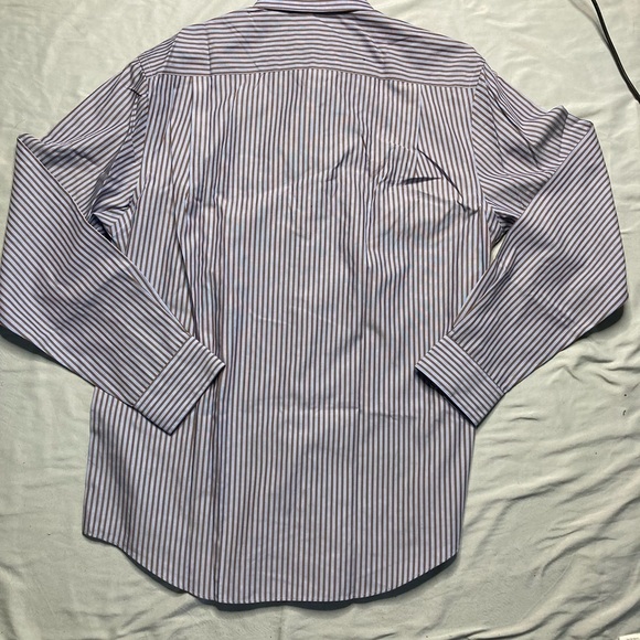 Pronto Uomo Brown and Blue Striped Button Down Shirt - Picture 11 of 12